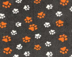 Vet Bed til hunde, mørkegrå med orange og hvide poter, 75 x 100 cm