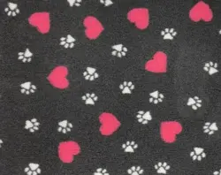 Vetbed til hunde, grå med hvide poter og rosa hjerter, 75 x 100 cm