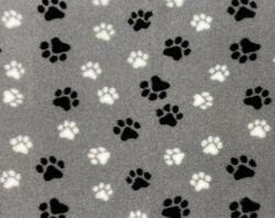 Vetbed til hunde, grå m/ sorte og hvide poter, 75 x 100 cm