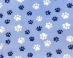 VetBed til hunde, lyseblå m/ blå og hvide poter, 75 x 100 cm