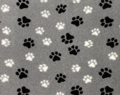 Vetbed til hunde, grå m/ sorte og hvide poter, 75 x 100 cm