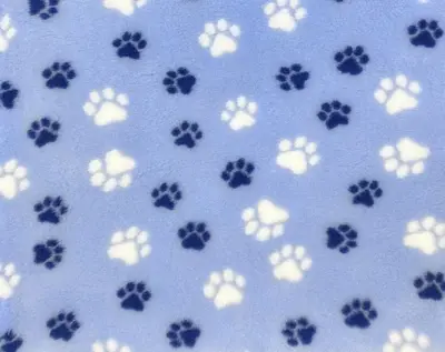 VetBed til hunde, lyseblå m/ blå og hvide poter, 75 x 100 cm