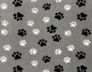 Vetbed til hunde, grå m/ sorte og hvide poter, 75 x 100 cm