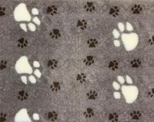 Vetbed til hunde, brun m/ hvide poter, 75 x 100 cm