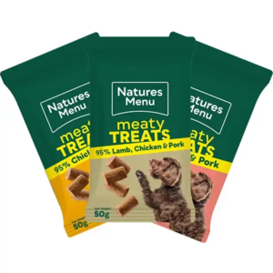 Barf Bites, én af hver smagsvariant. Natures Menu